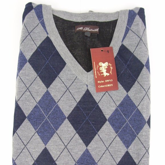 St Patrick Other - 4X Men's V-Neck Gray Argyle Sweater Vest 4XL XXXXL